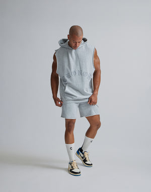 CRONOS BLACK LETTER LOGO SLEEVELESS HOODIE【GRAY】