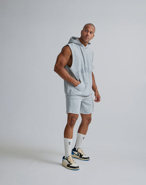CRONOS BLACK LETTER LOGO SLEEVELESS HOODIE【GRAY】