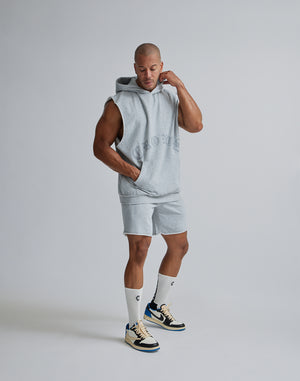 CRONOS BLACK LETTER LOGO SLEEVELESS HOODIE【GRAY】