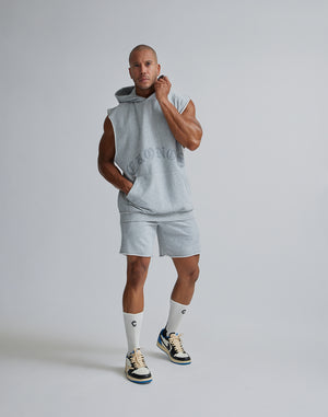 CRONOS BLACK LETTER LOGO SLEEVELESS HOODIE【GRAY】