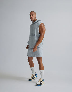 CRONOS BLACK LETTER LOGO SLEEVELESS HOODIE【GRAY】