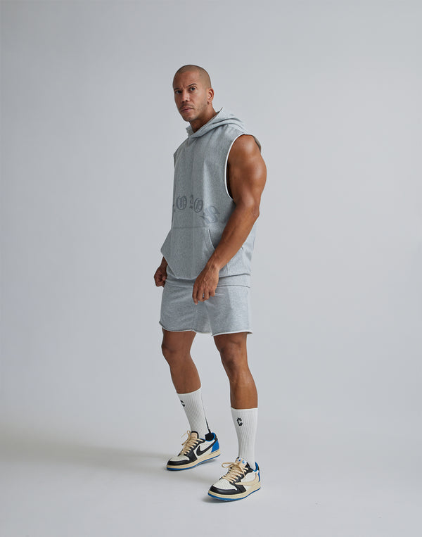 CRONOS BLACK LETTER LOGO SLEEVELESS HOODIE【GRAY】
