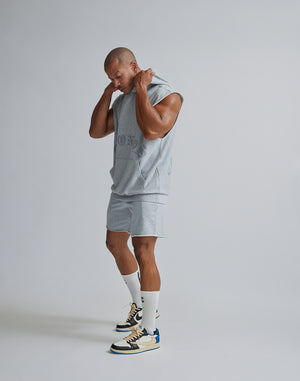 CRONOS BLACK LETTER LOGO SLEEVELESS HOODIE【GRAY】