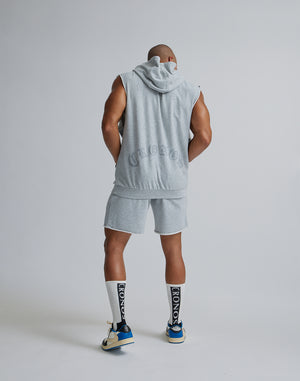 CRONOS BLACK LETTER LOGO SLEEVELESS HOODIE【GRAY】