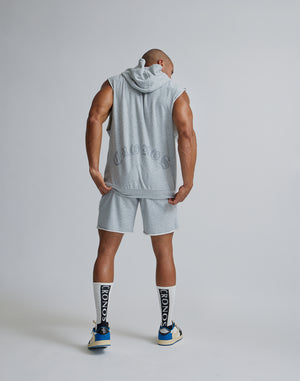 CRONOS BLACK LETTER LOGO SLEEVELESS HOODIE【GRAY】