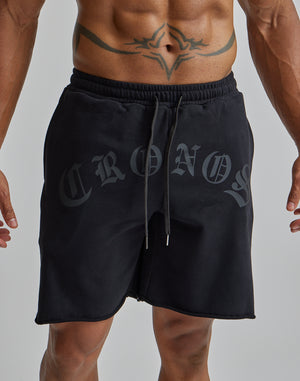 CRONOS BLACK LETTER LOGO SHORTS【GRAY】