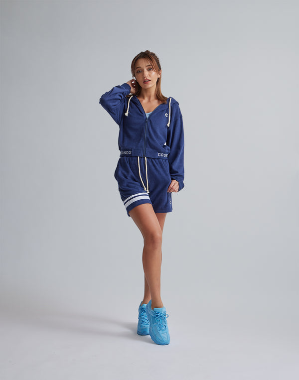 CRONOS WOMEN PILE HOODIE [BLUE]