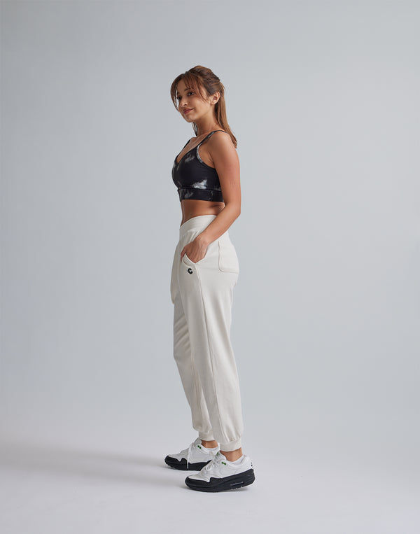 CRONOS WOMEN RELAXING JOGGER PANTS【WHITE】