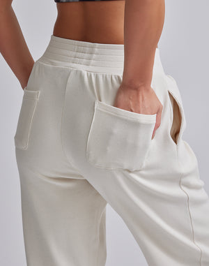 CRONOS WOMEN RELAXING JOGGER PANTS【WHITE】