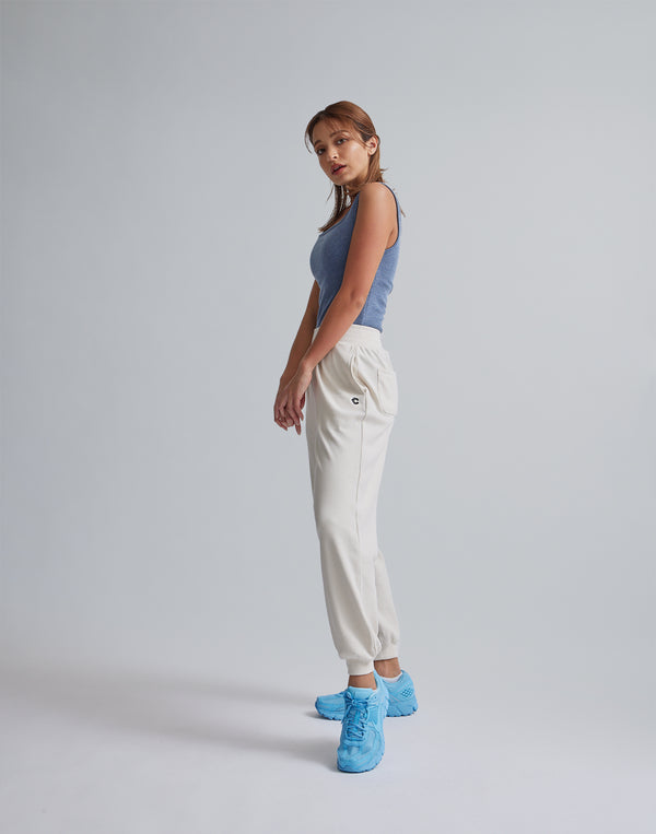 CRONOS WOMEN RELAXING JOGGER PANTS【WHITE】