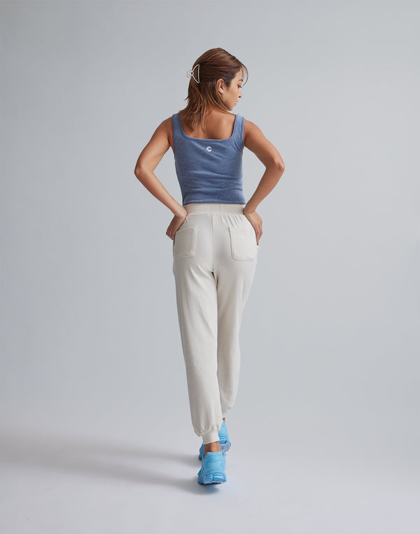 CRONOS WOMEN RELAXING JOGGER PANTS【WHITE】