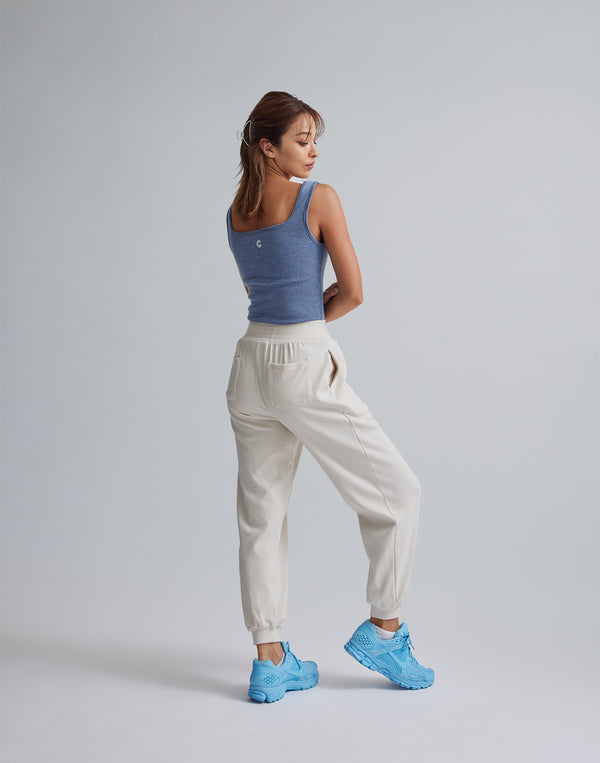 CRONOS WOMEN RELAXING JOGGER PANTS【WHITE】