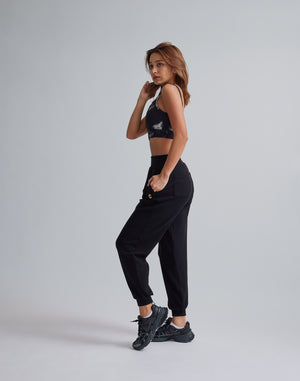 CRONOS WOMEN RELAXING JOGGER PANTS【BLACK】