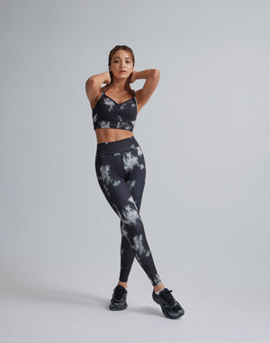 CRONOS WOMEN TIE DYE LEGGINGS【BLACK】