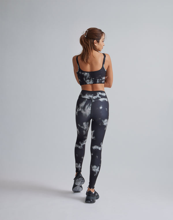 CRONOS WOMEN TIE DYE LEGGINGS【BLACK】