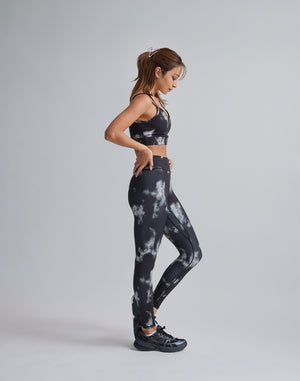 CRONOS WOMEN TIE DYE LEGGINGS【BLACK】