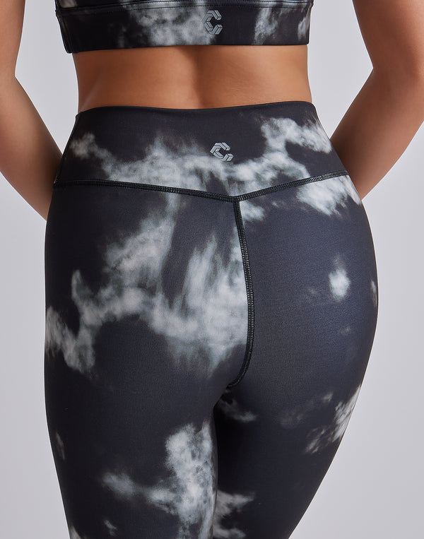 CRONOS WOMEN TIE DYE LEGGINGS【BLACK】