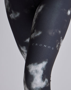 CRONOS WOMEN TIE DYE LEGGINGS【BLACK】