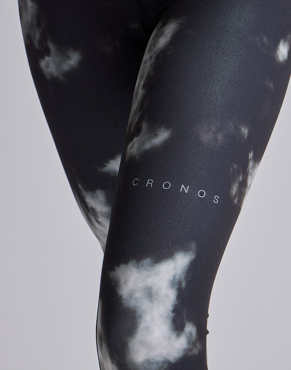 CRONOS WOMEN TIE DYE LEGGINGS【BLACK】