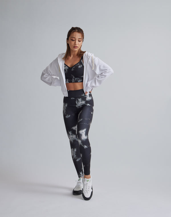 CRONOS WOMEN TIE DYE LEGGINGS【BLACK】