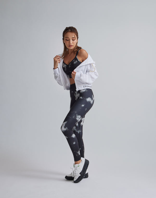 CRONOS WOMEN TIE DYE LEGGINGS【BLACK】