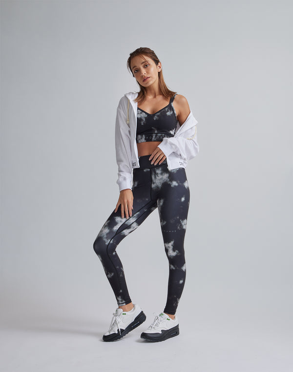 CRONOS WOMEN TIE DYE LEGGINGS【BLACK】
