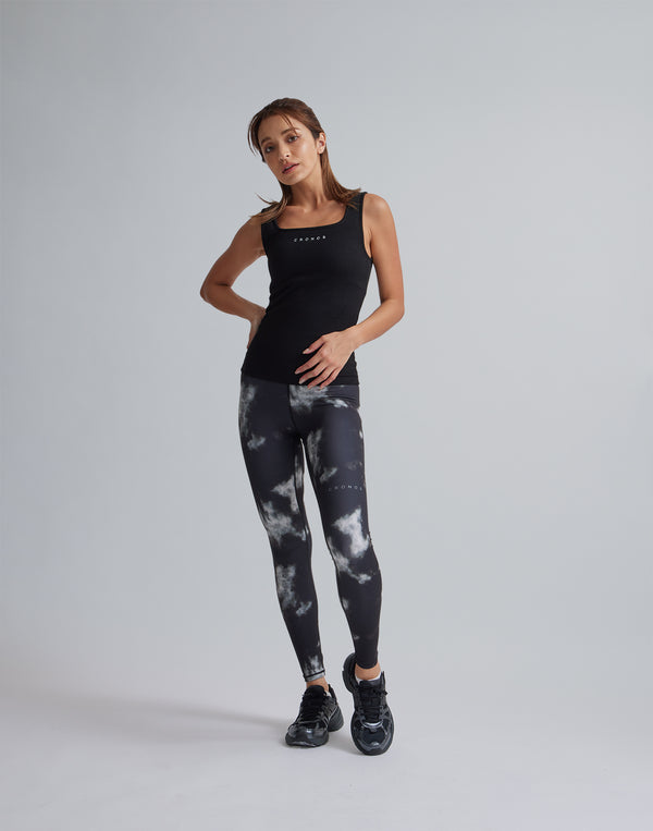CRONOS WOMEN TIE DYE LEGGINGS【BLACK】