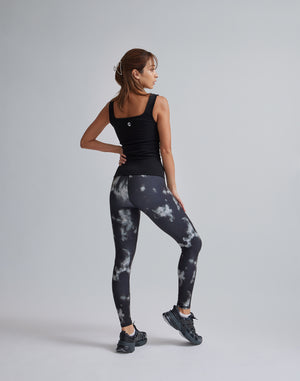 CRONOS WOMEN TIE DYE LEGGINGS【BLACK】