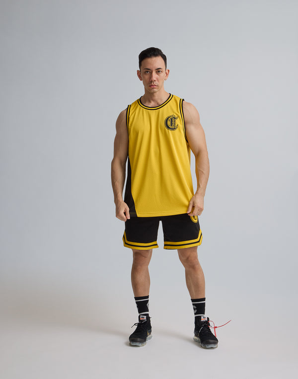 CRONOS LOGOPRINT JERSEY MESH SLEEVE LESS [YELLOW]