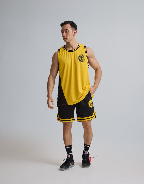 CRONOS LOGOPRINT JERSEY MESH SLEEVE LESS [YELLOW]