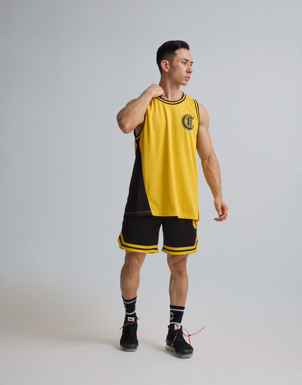 CRONOS LOGOPRINT JERSEY MESH SLEEVE LESS [YELLOW]
