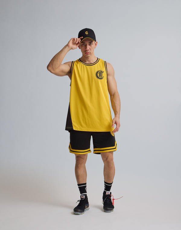 CRONOS LOGOPRINT JERSEY MESH SLEEVE LESS [YELLOW]