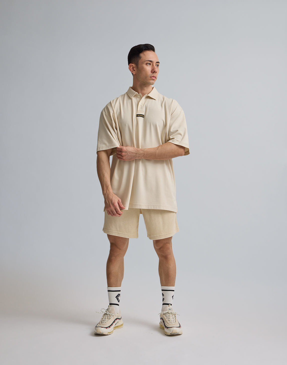 CRONOS EMBROIDERY BOXLOGO POLO SHIRT【EGGSHELL】 – クロノス CRONOS EMBROIDERY BOXLOGO POLO SHIRT【EGGSHELL】 – クロノス