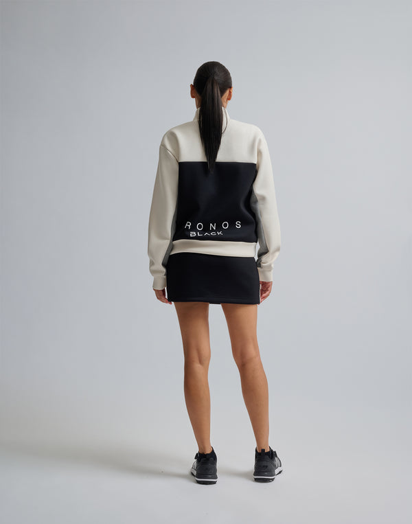 CRONOS BLACK COLOR-BLOCK DESIGN HALF-ZIP 【BLACK】
