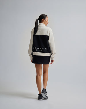 CRONOS BLACK COLOR-BLOCK DESIGN HALF-ZIP 【BLACK】