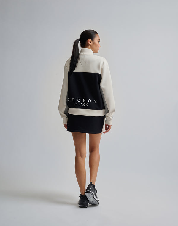 CRONOS BLACK COLOR-BLOCK DESIGN HALF-ZIP 【BLACK】