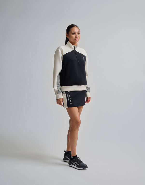 CRONOS BLACK COLOR-BLOCK DESIGN HALF-ZIP 【BLACK】
