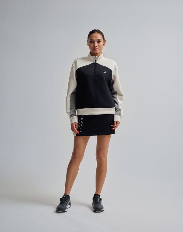 CRONOS BLACK COLOR-BLOCK DESIGN HALF-ZIP 【BLACK】