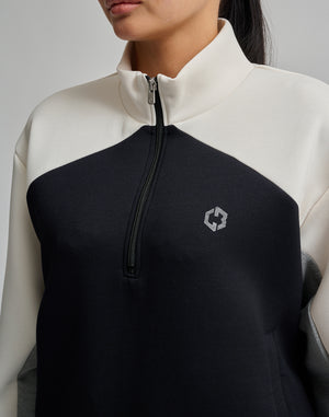 CRONOS BLACK COLOR-BLOCK DESIGN HALF-ZIP【WHITE】