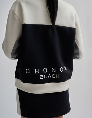 CRONOS BLACK COLOR-BLOCK DESIGN HALF-ZIP 【BLACK】