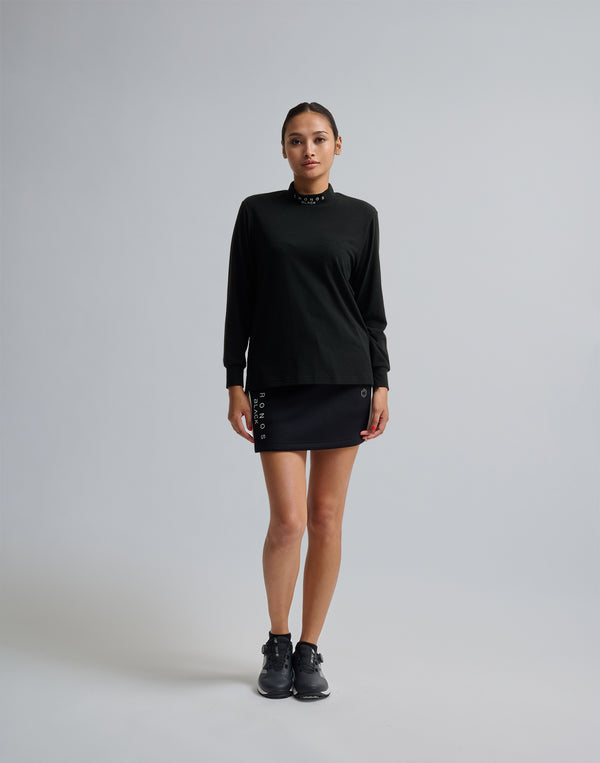 CRONOS BLACK COLOR-BLOCK DESIGN SKIRT【BLACK】