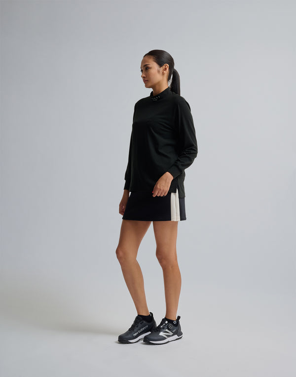 CRONOS BLACK MOCK NECK LONG SLEEVE T-SHIRT【BLACK】