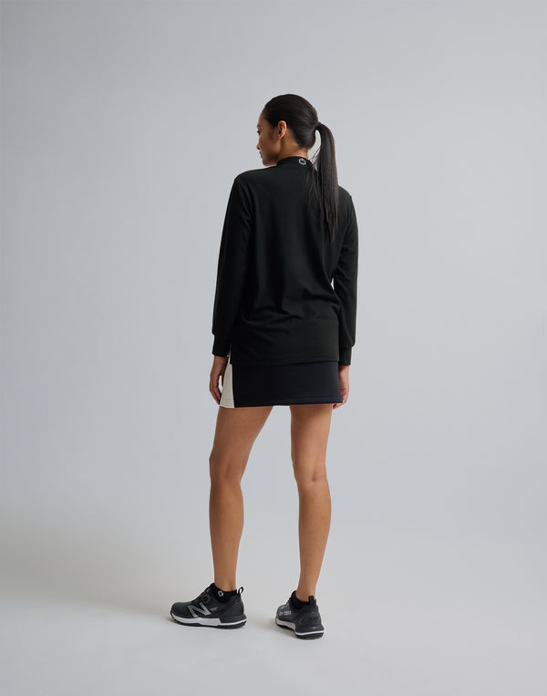 CRONOS BLACK MOCK NECK LONG SLEEVE T-SHIRT【BLACK】