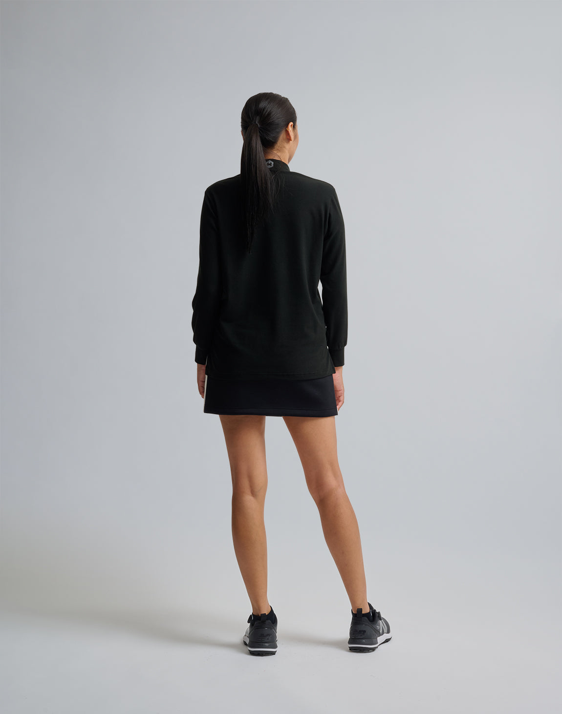 CRONOS BLACK MOCK NECK LONG SLEEVE T-SHIRT【BLACK】