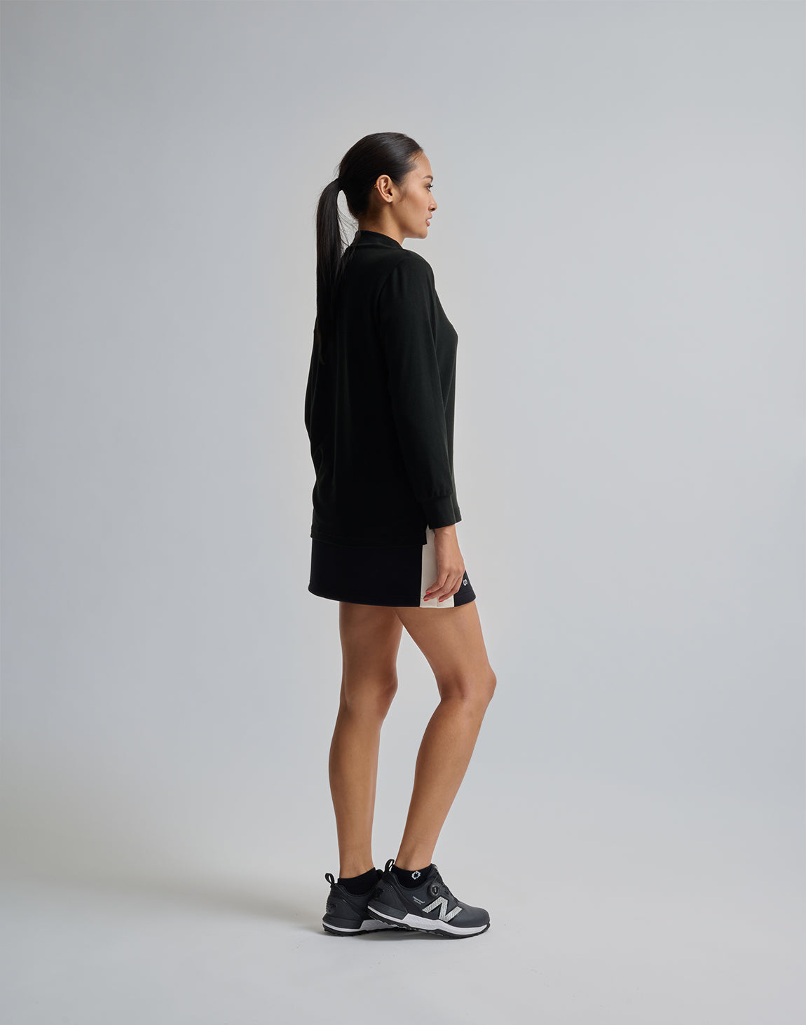 CRONOS BLACK MOCK NECK LONG SLEEVE T-SHIRT【BLACK】