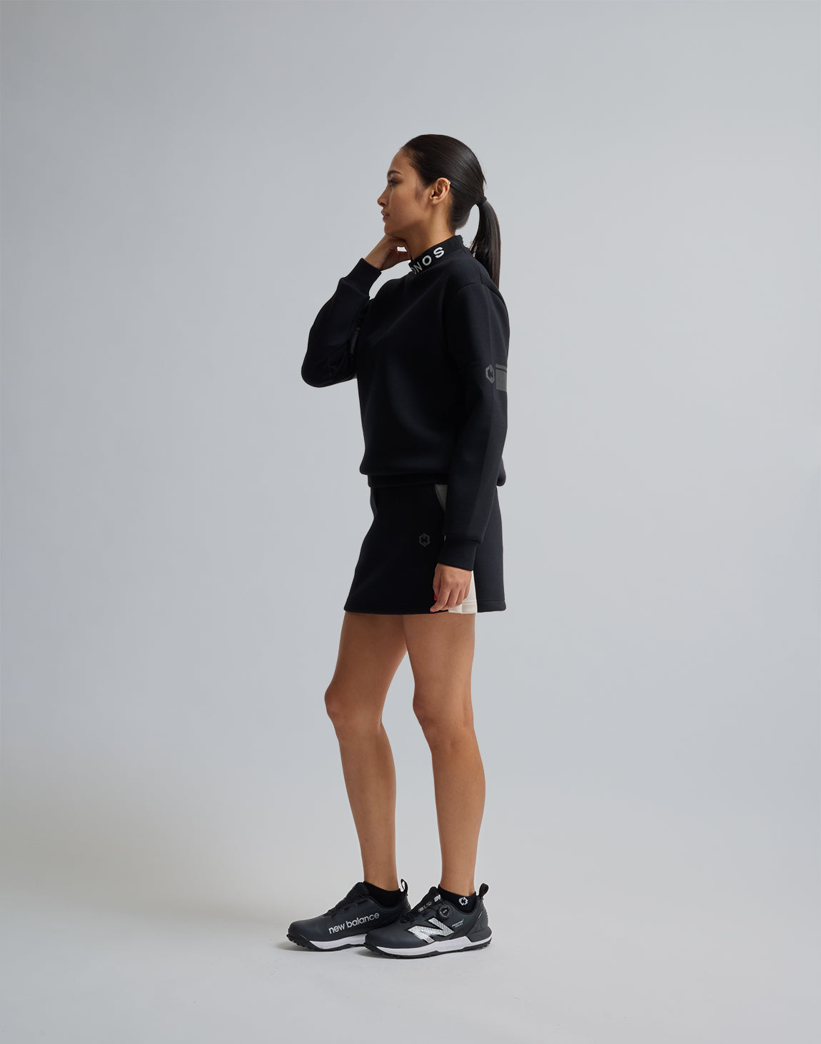 CRONOS BLACK MOCK NECK PULLOVER【BLACK】