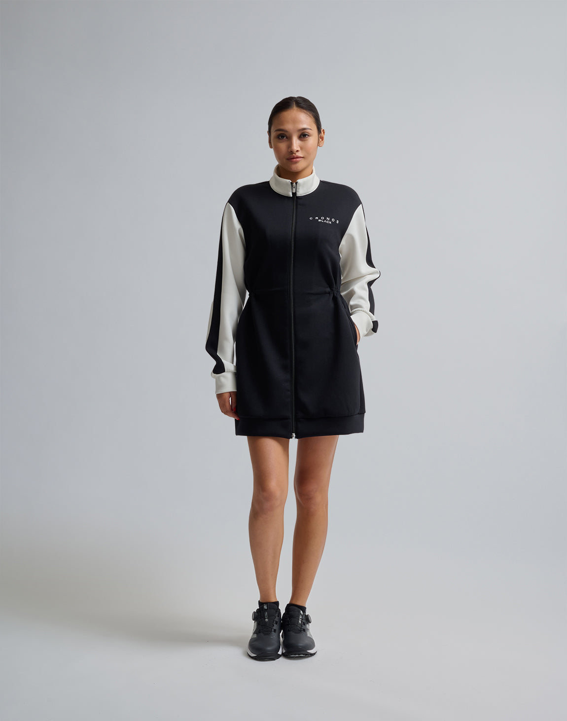 CRONOS BLACK ノースリーブ ワンピース CRONOS BLACK ノースリーブ ワンピース CRONOS BLACK SIDE LINE MESH