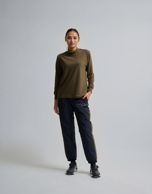 CRONOS BLACK MOCK NECK LONG SLEEVE T-SHIRT【KHAKI】