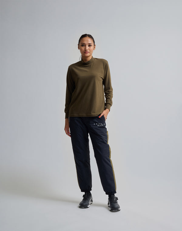 CRONOS BLACK MOCK NECK LONG SLEEVE T-SHIRT【KHAKI】