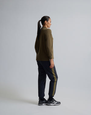 CRONOS BLACK MOCK NECK LONG SLEEVE T-SHIRT【KHAKI】